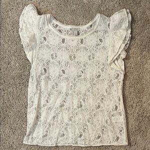 Hinge Cream Ruffled Blouse with Elegant Style